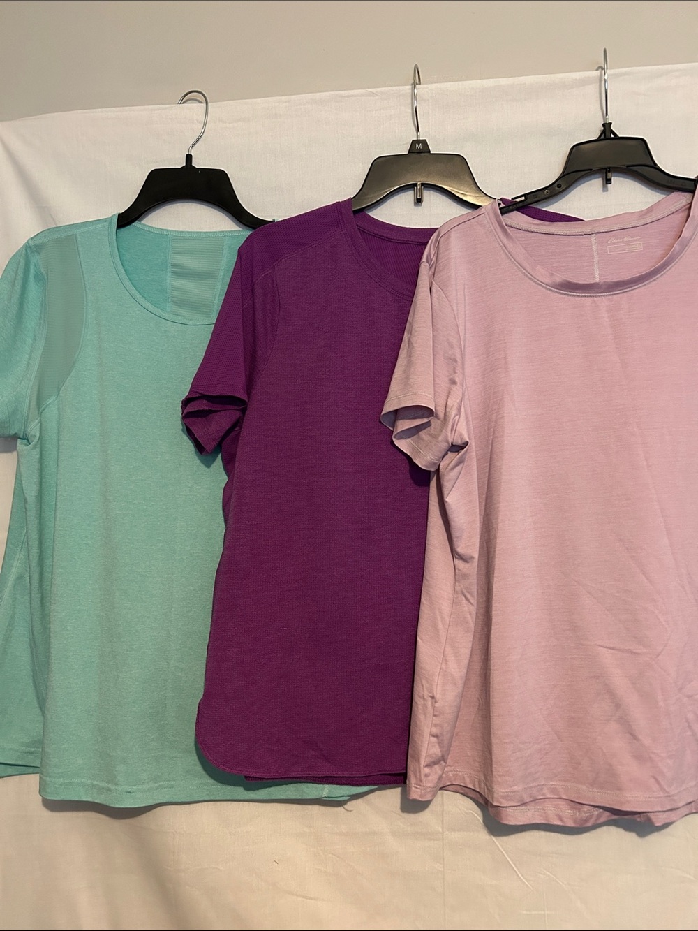 Eddie Bauer Short Sleeve Tee Trio in Teal, Purple, and Lilac